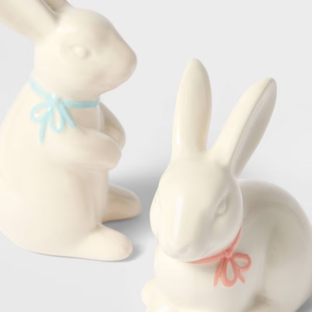3pc Ceramic Easter Bunny Rabbit Set nwt - Picture 2 of 2